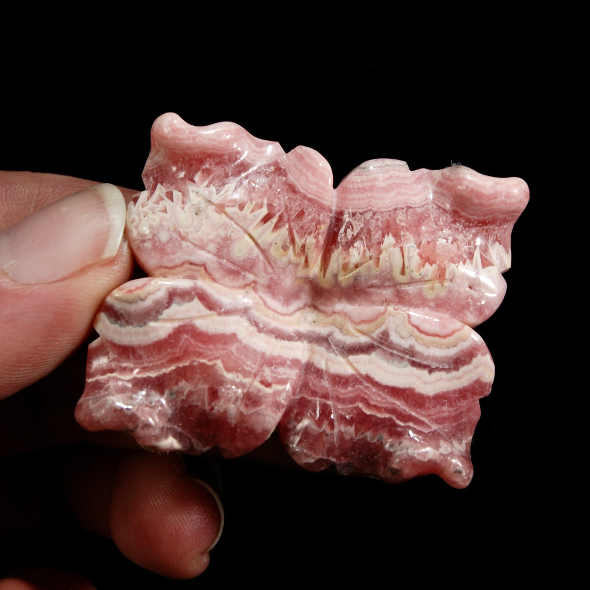 Genuine Rhodochrosite Carved Crystal Crystal Flower, Argentina