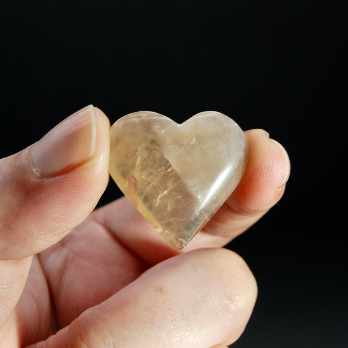 Genuine Citrine Crystal Heart, Natural Citrine Palm Stone, Brazil