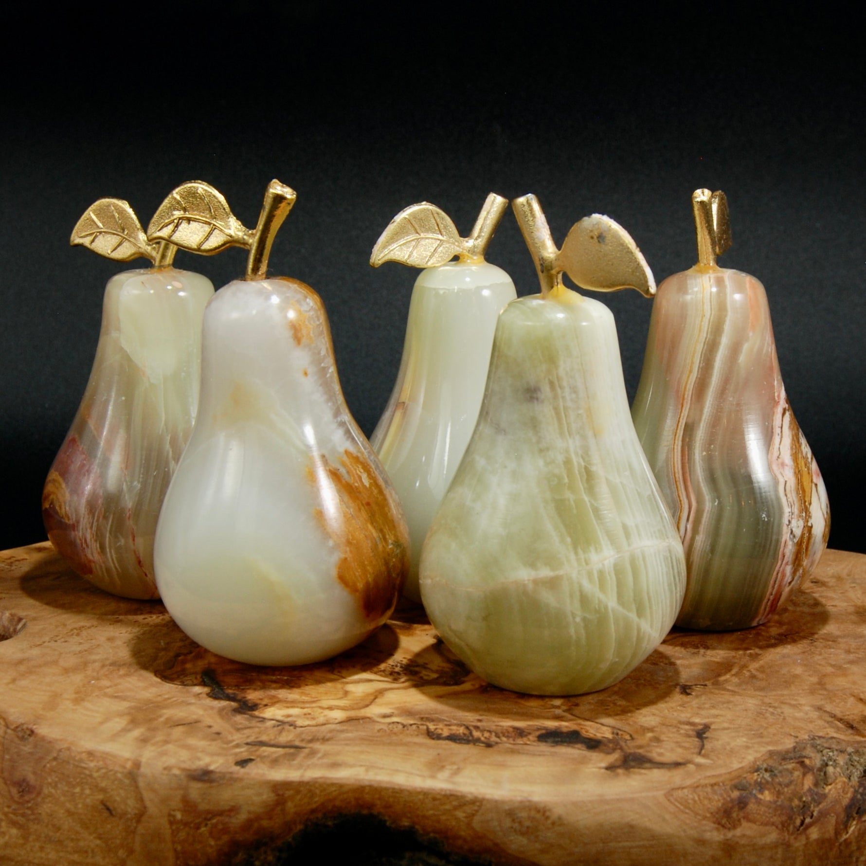 Green Calcite Carved Crystal Pear, Pakistan