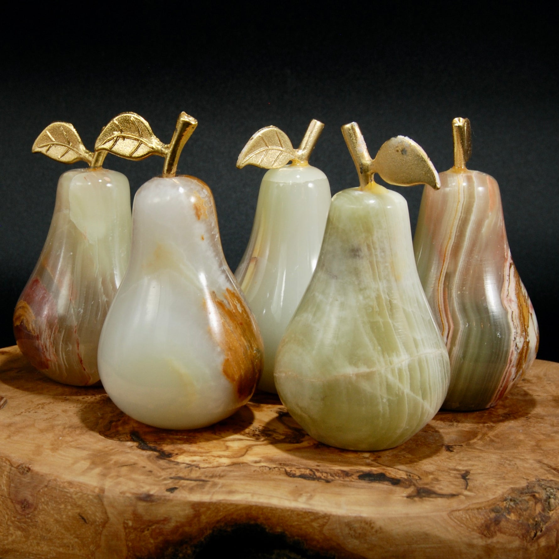 Green Calcite Carved Crystal Pear, Pakistan