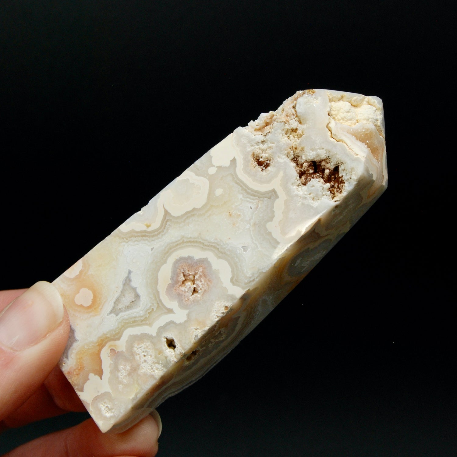 PINK Crazy Lace Agate Druzy Filled Crystal Tower, Indonesia
