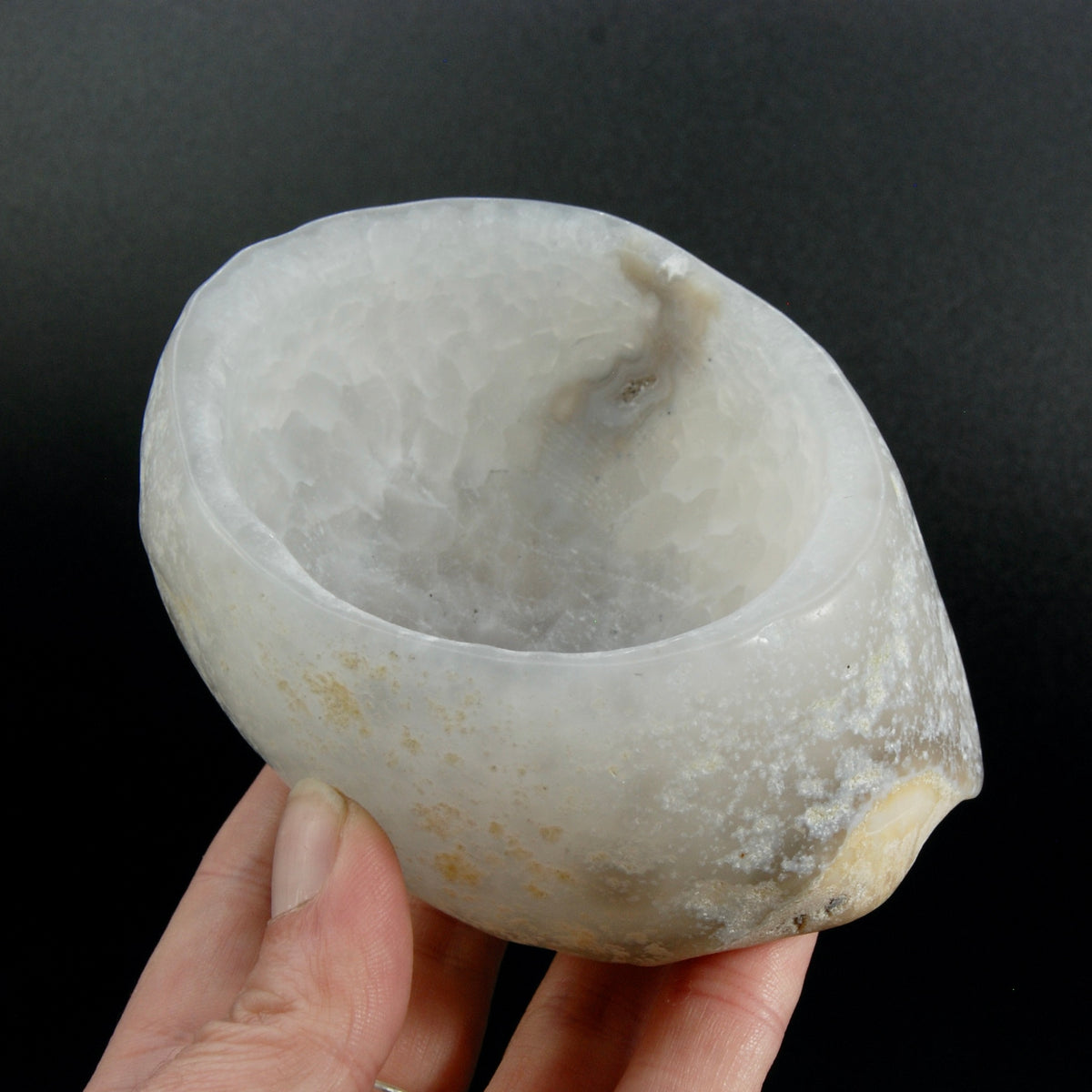 Natural Crystalline Agate Carved Crystal Freeform Bowl
