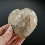 Flower Agate Heart Shaped Palm Stone, Sakura Agate Crystal Heart