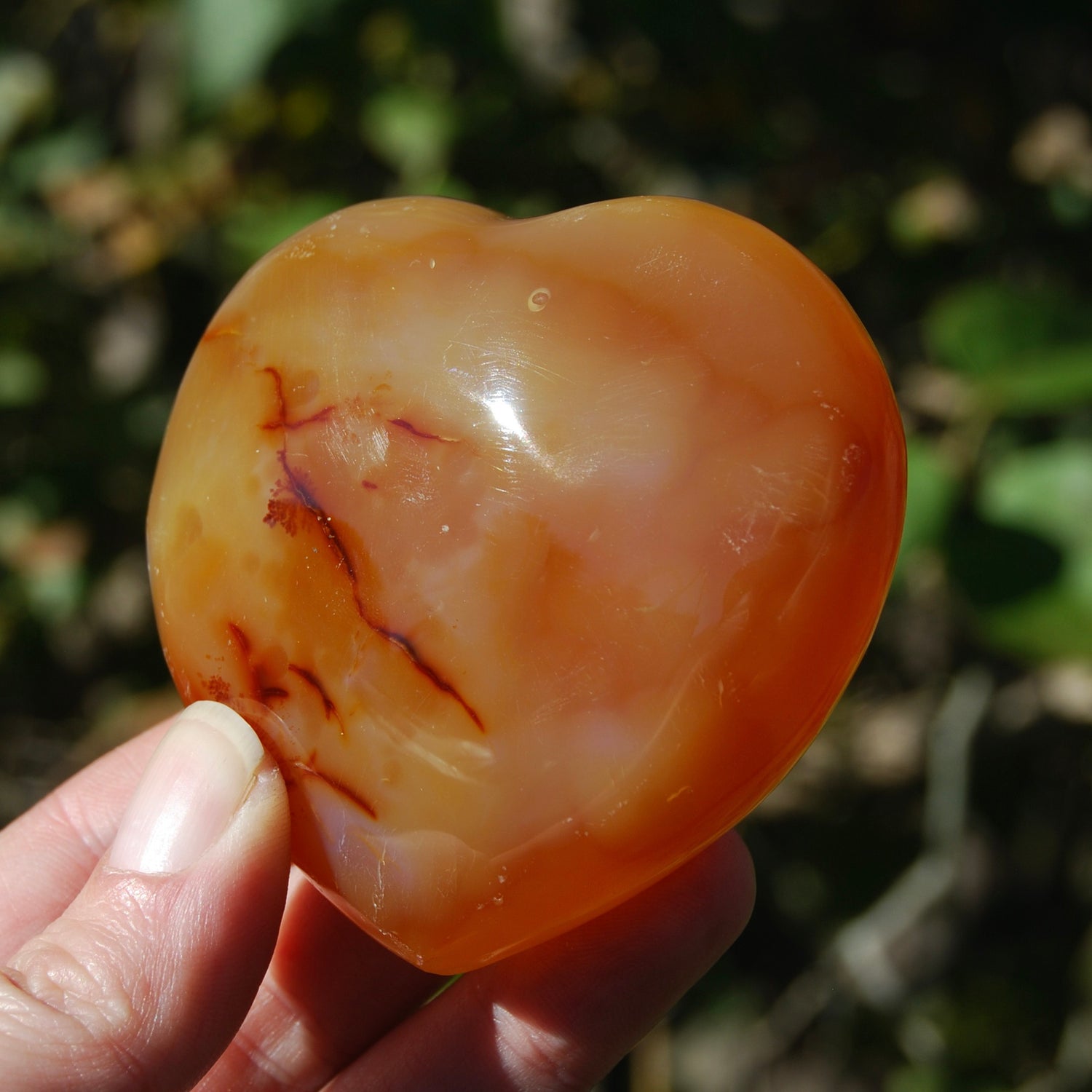 Carnelian Agate Crystal Heart Palm Stone