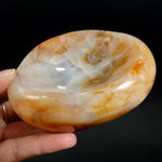 Orbicular Carnelian Agate Carved Crystal Bowl