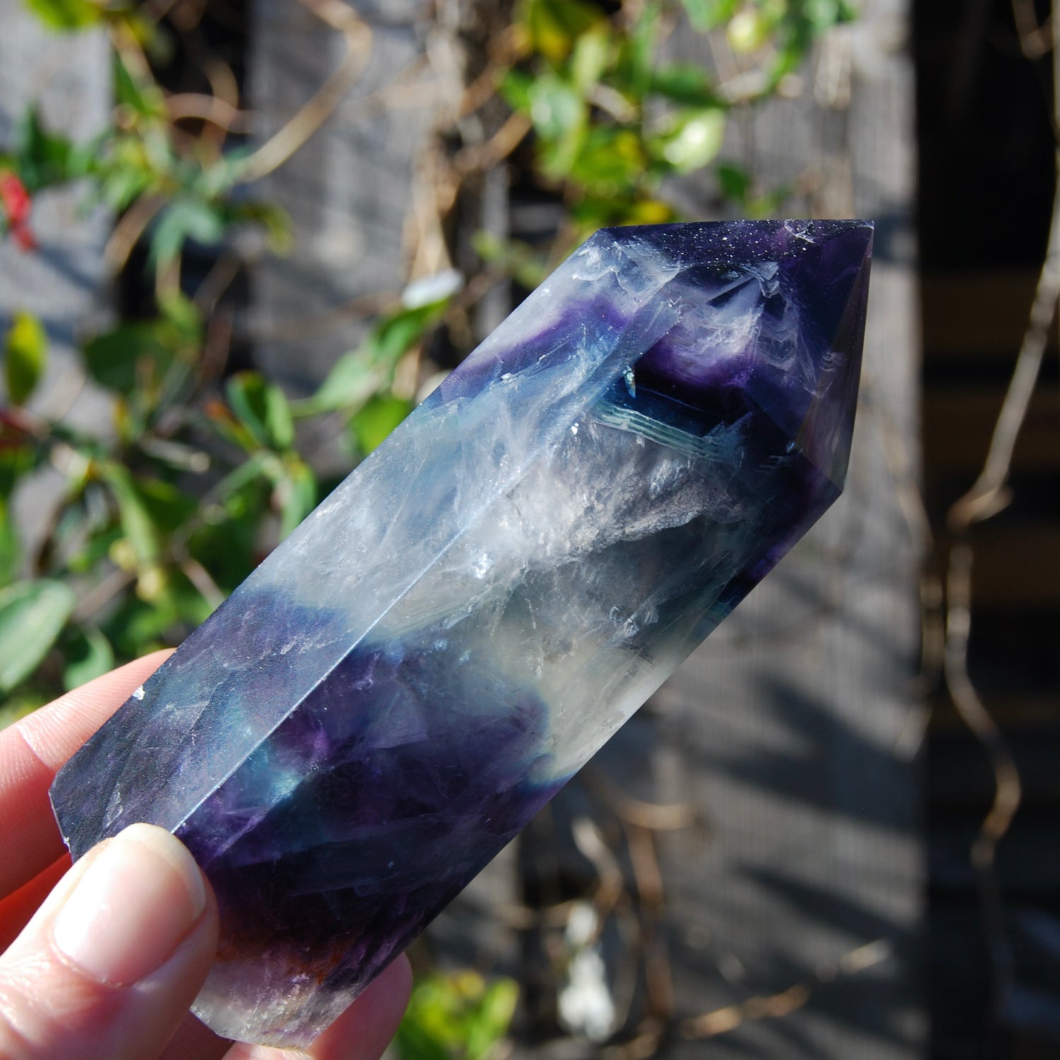 Chunky Fluorite Crystal Tower, Large Blue Purple Fluorite Tower