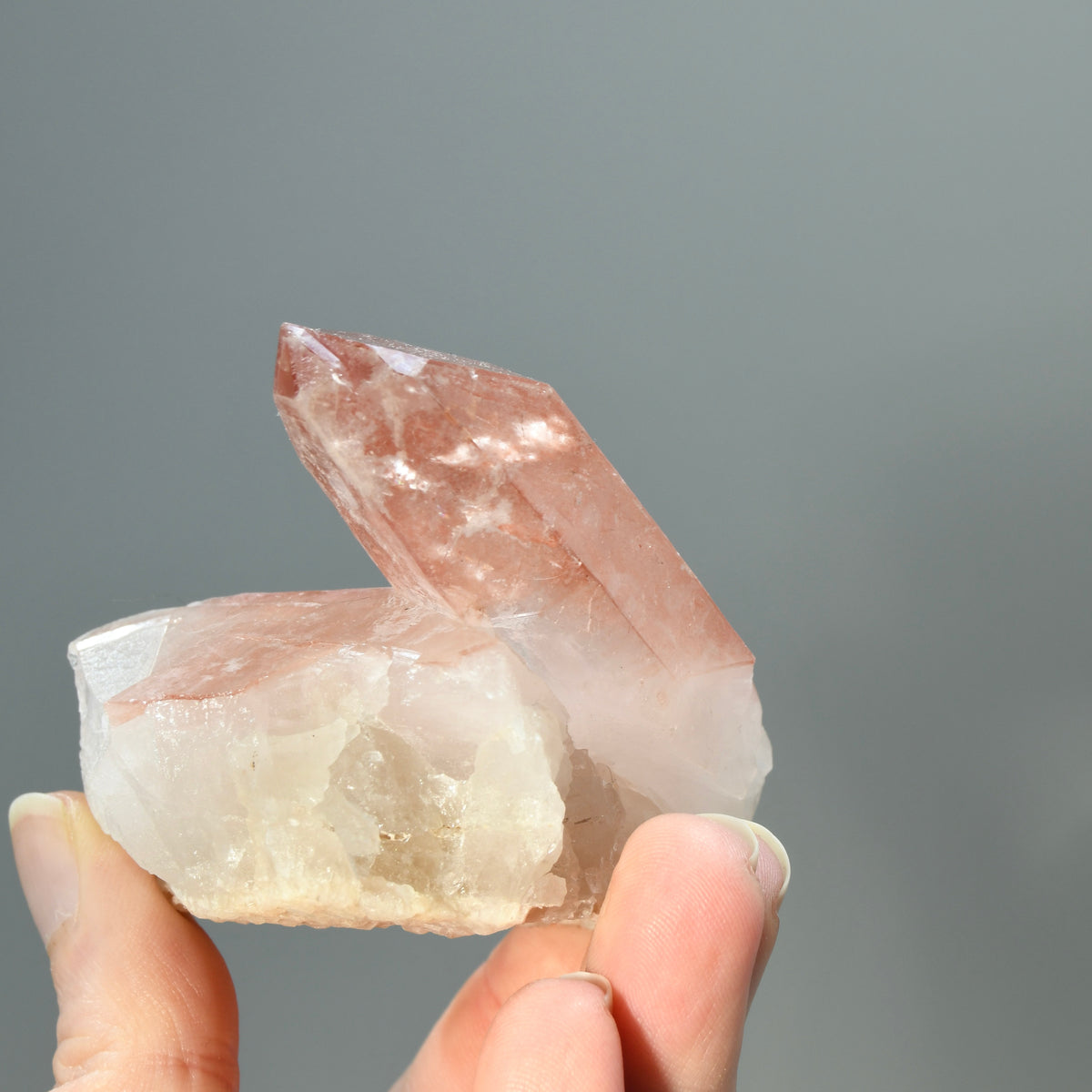 Tantric Twin Channeler Strawberry Pink Scarlet Temple Lemurian Quartz Crystal Cluster Dreamsicle, Serra do Cabral, Brazil