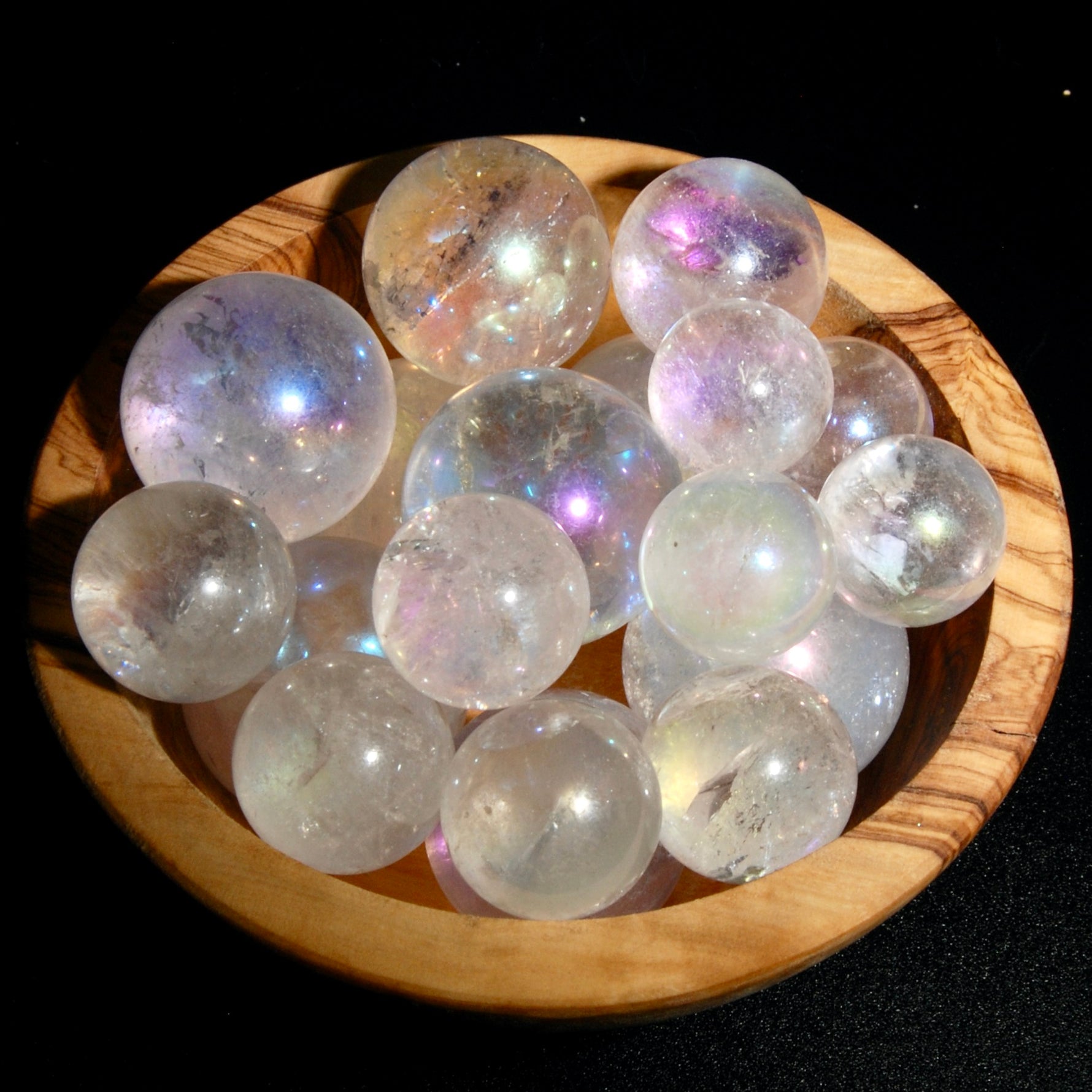 Angel Aura Clear Quartz Crystal Sphere, 25mm to 35mm