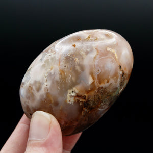 Sakura Flower Agate Palm Stone, Pink Lavender Green Sakura Agate, Madagascar