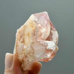 Isis Face Soulmate Tantric Twin Strawberry Pink Scarlet Temple Lemurian Seed Quartz Crystal Starbrary Dreamsicle Cluster, Brazil