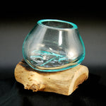 Blown Glass Vase Driftwood Base, Indonesia