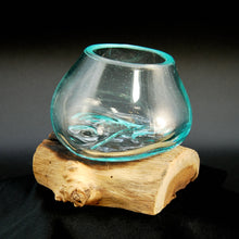 Load image into Gallery viewer, Blown Glass Vase Driftwood Base, Indonesia
