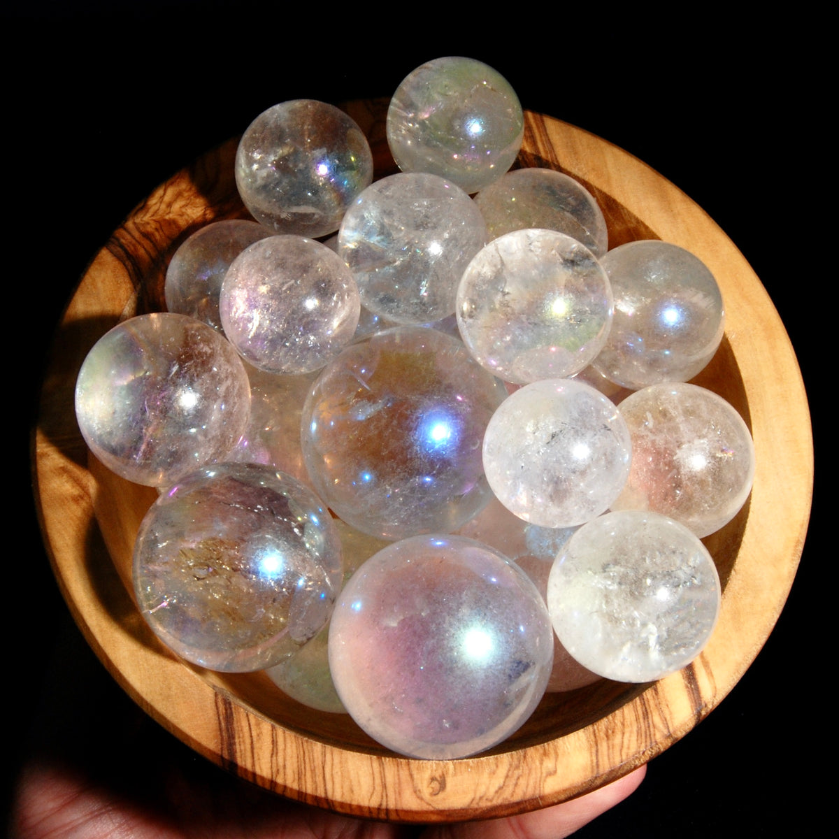 Angel Aura Clear Quartz Crystal Sphere, 25mm to 35mm