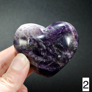 YOU CHOOSE Chevron Amethyst Carved Crystal Heart Shaped Palm Stones, Zambia