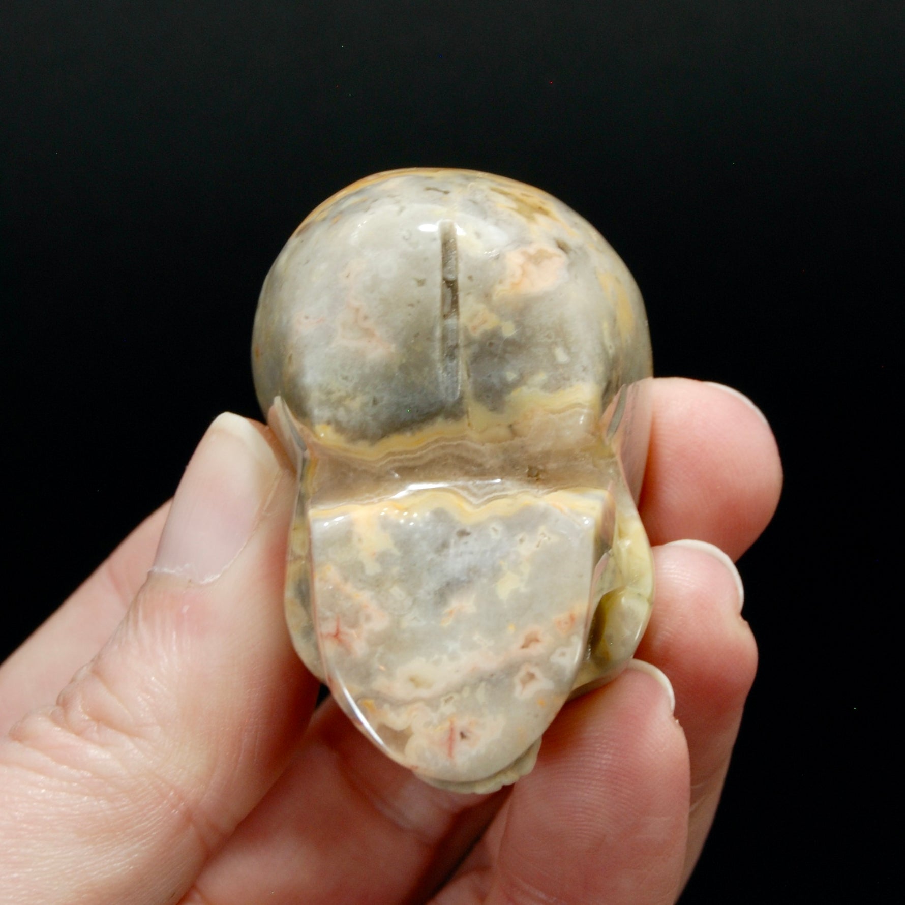 2in Laguna Lace Agate Crystal Skull, Realistic Carved Skull