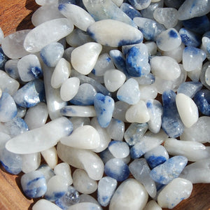 Blue Dumortierite in Quartz Crystal Tumbled Stones