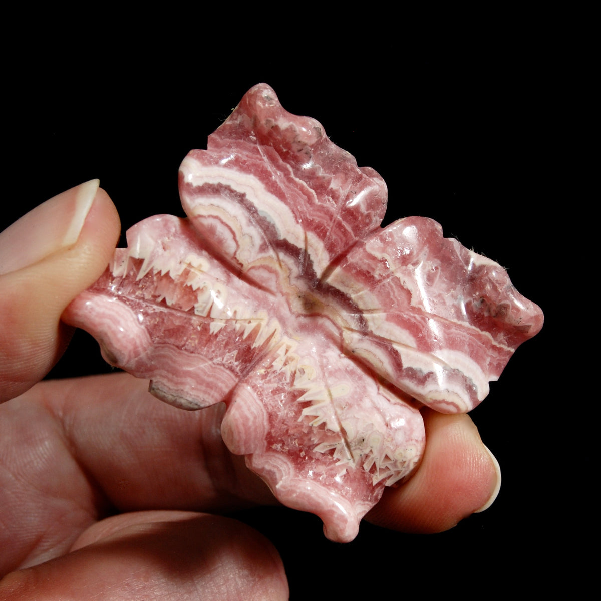 Genuine Rhodochrosite Carved Crystal Crystal Flower, Argentina