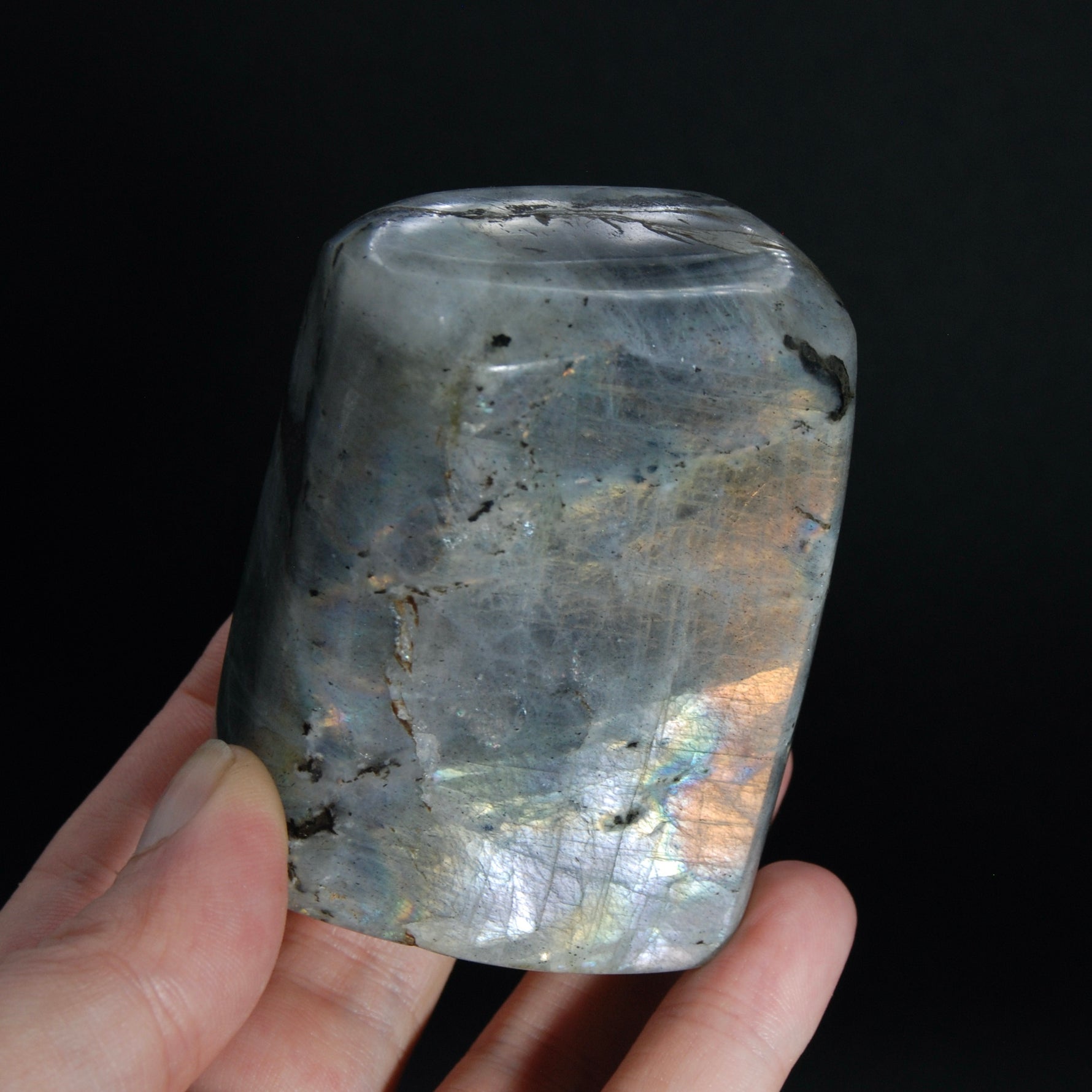 Purple Labradorite Crystal Freeform Tower, Super Flashy Spectrolite