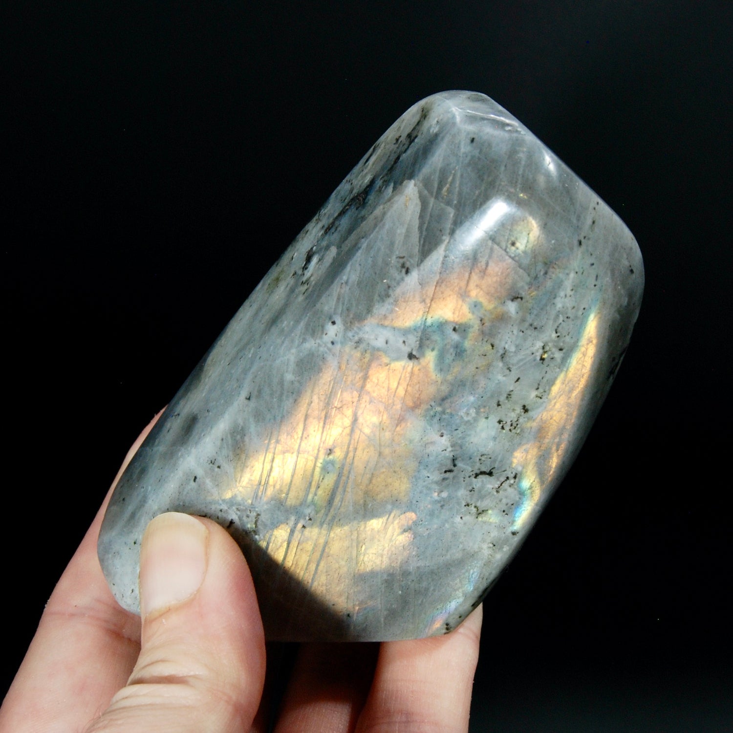 Sunset Labradorite Crystal Freeform Tower, Super Flashy Spectrolite