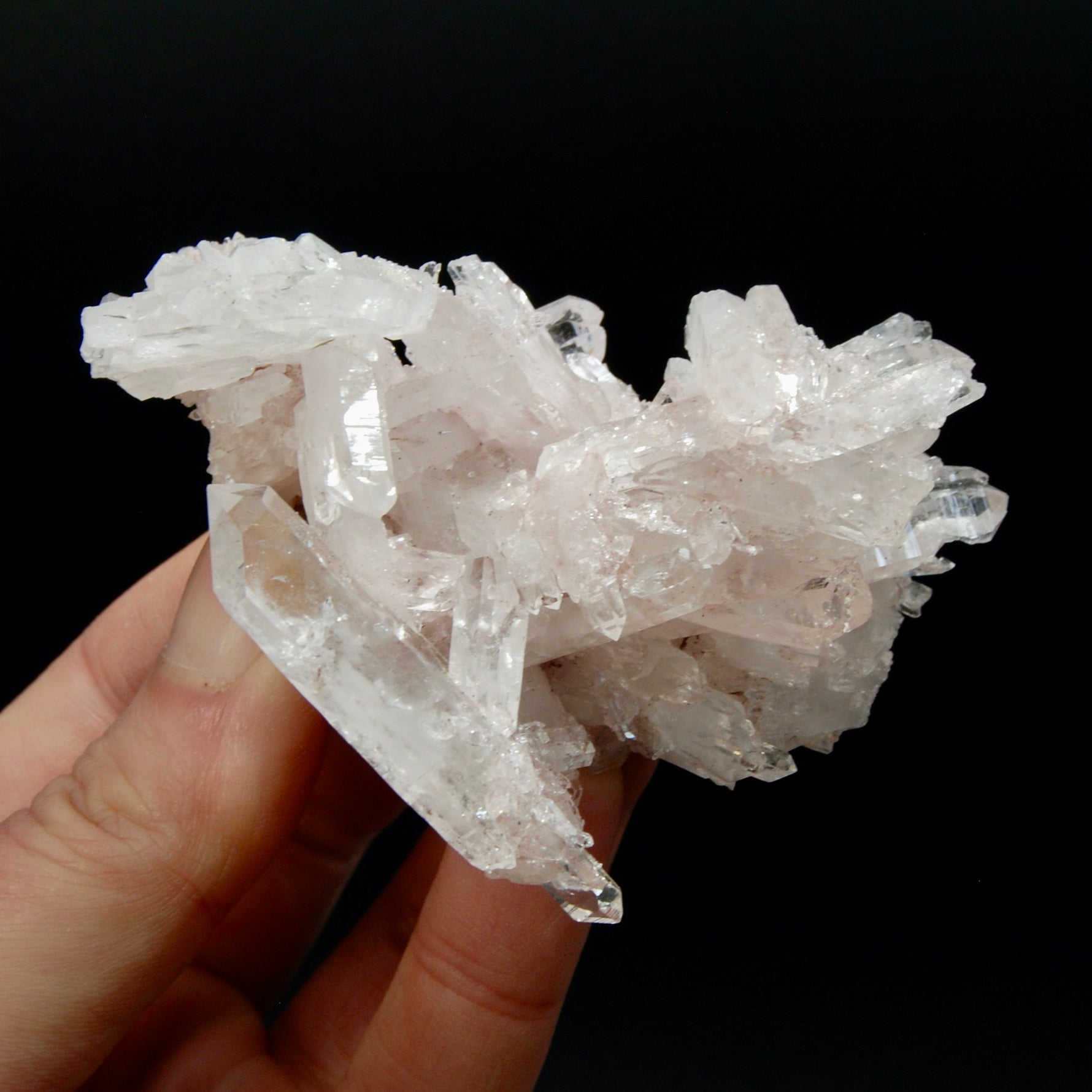Pink Faden Quartz Crystal Cluster, Colombia