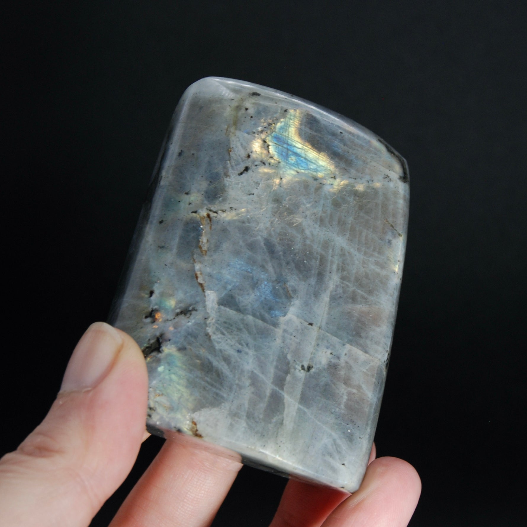 Purple Labradorite Crystal Freeform Tower, Super Flashy Spectrolite