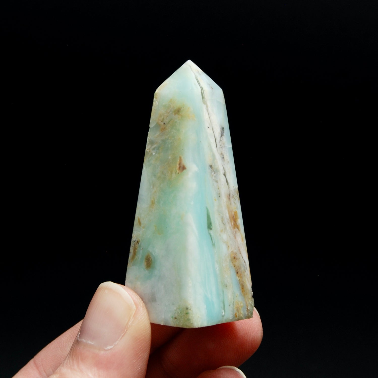 AAA Blue Andean Opal Crystal Tower, Natural Andean Blue Opal Gemstone, Peru