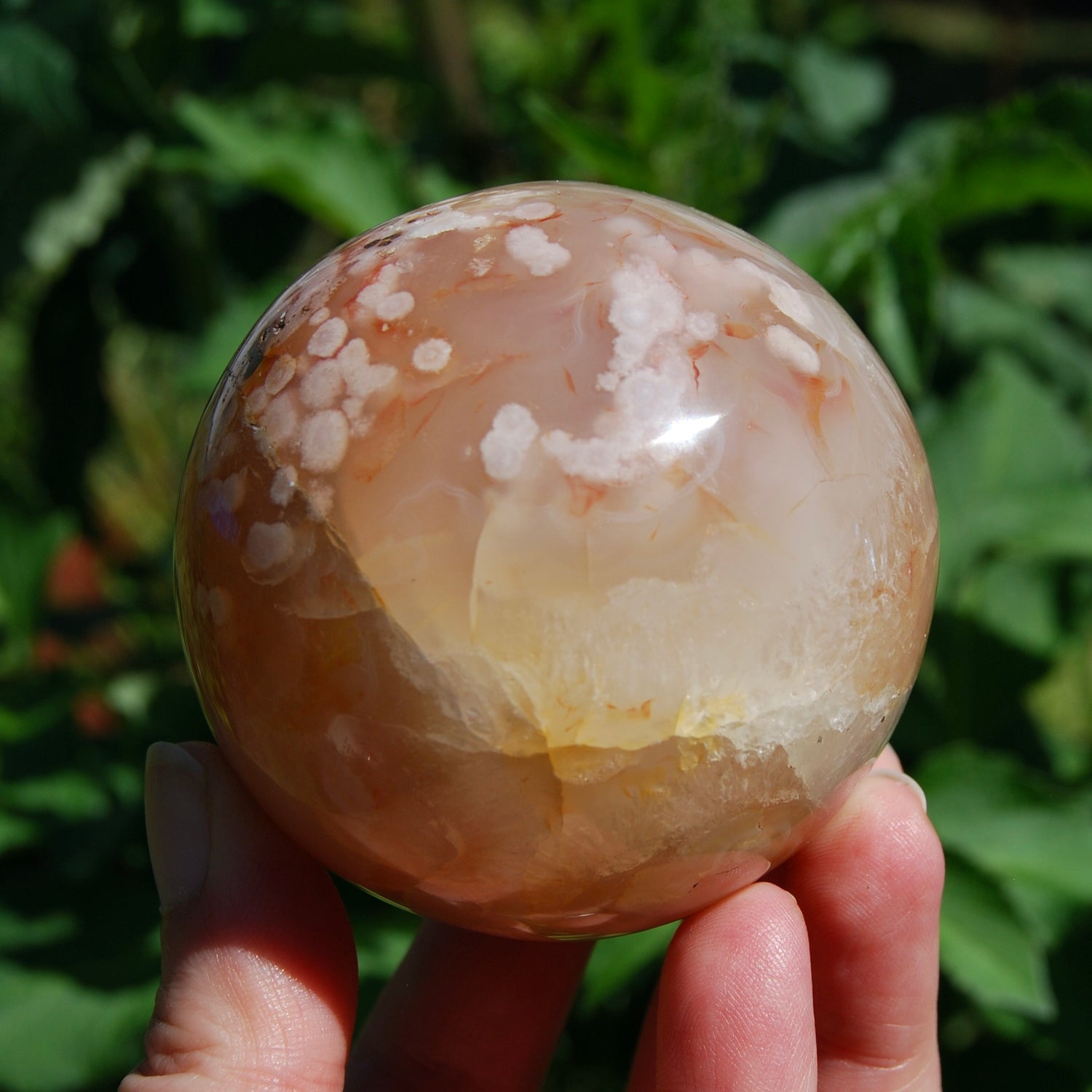 Sakura Flower Agate Crystal Sphere