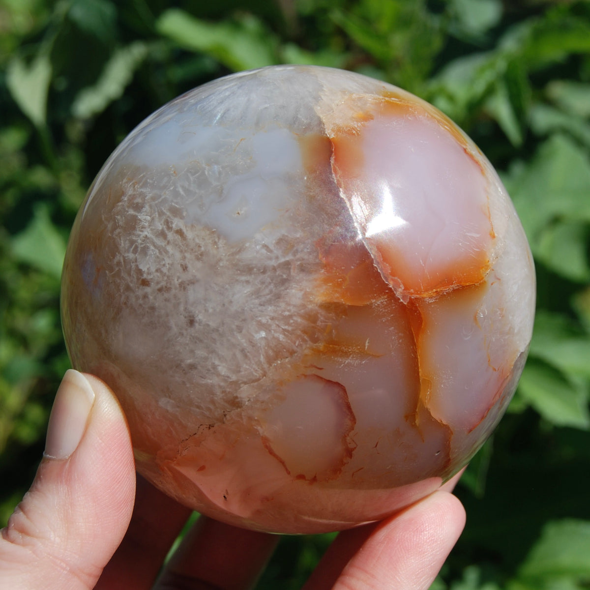 Peach Pink Sakura Flower Agate Crystal Spher