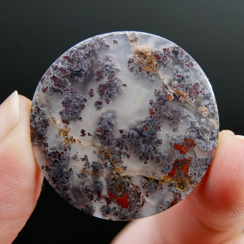 Purple Moss Agate Cabochon, Indonesian Purple Red Garden Agate Round Cab