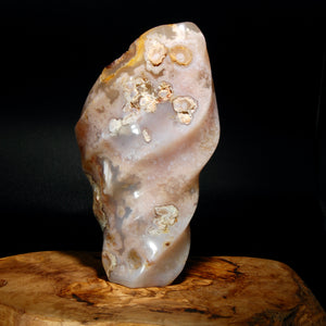 Pink Sakura Flower Agate Crystal Freeform Flame Tower, Madagascar