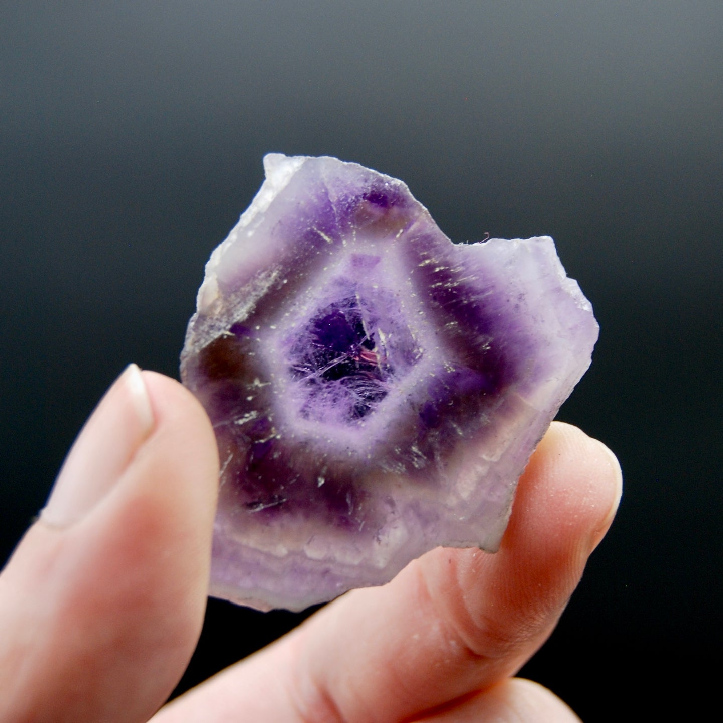 Chevron Amethyst Quartz Crystal Slice, Zambia