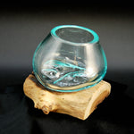 Blown Glass Vase Driftwood Base, Indonesia