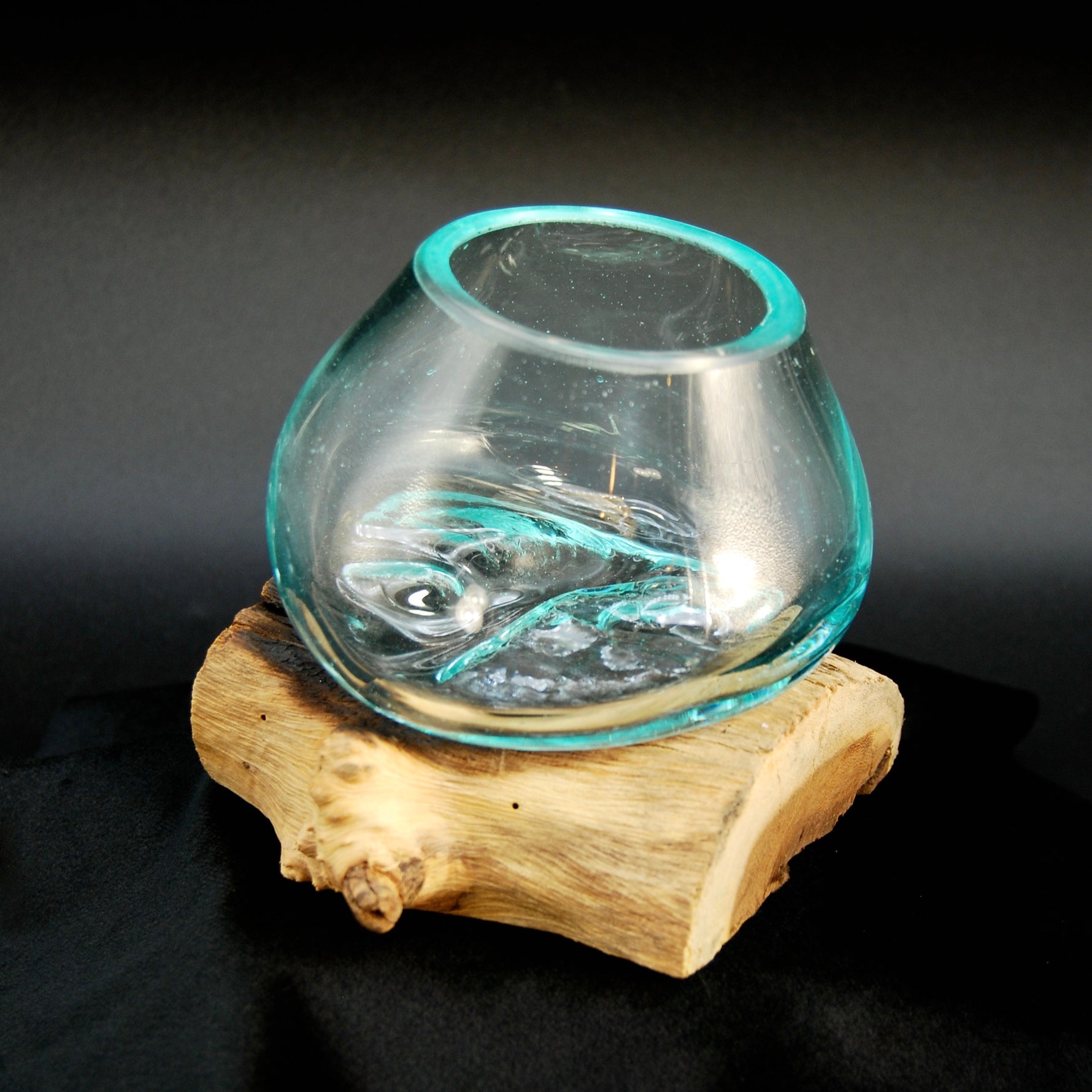 Blown Glass Vase Driftwood Base, Indonesia