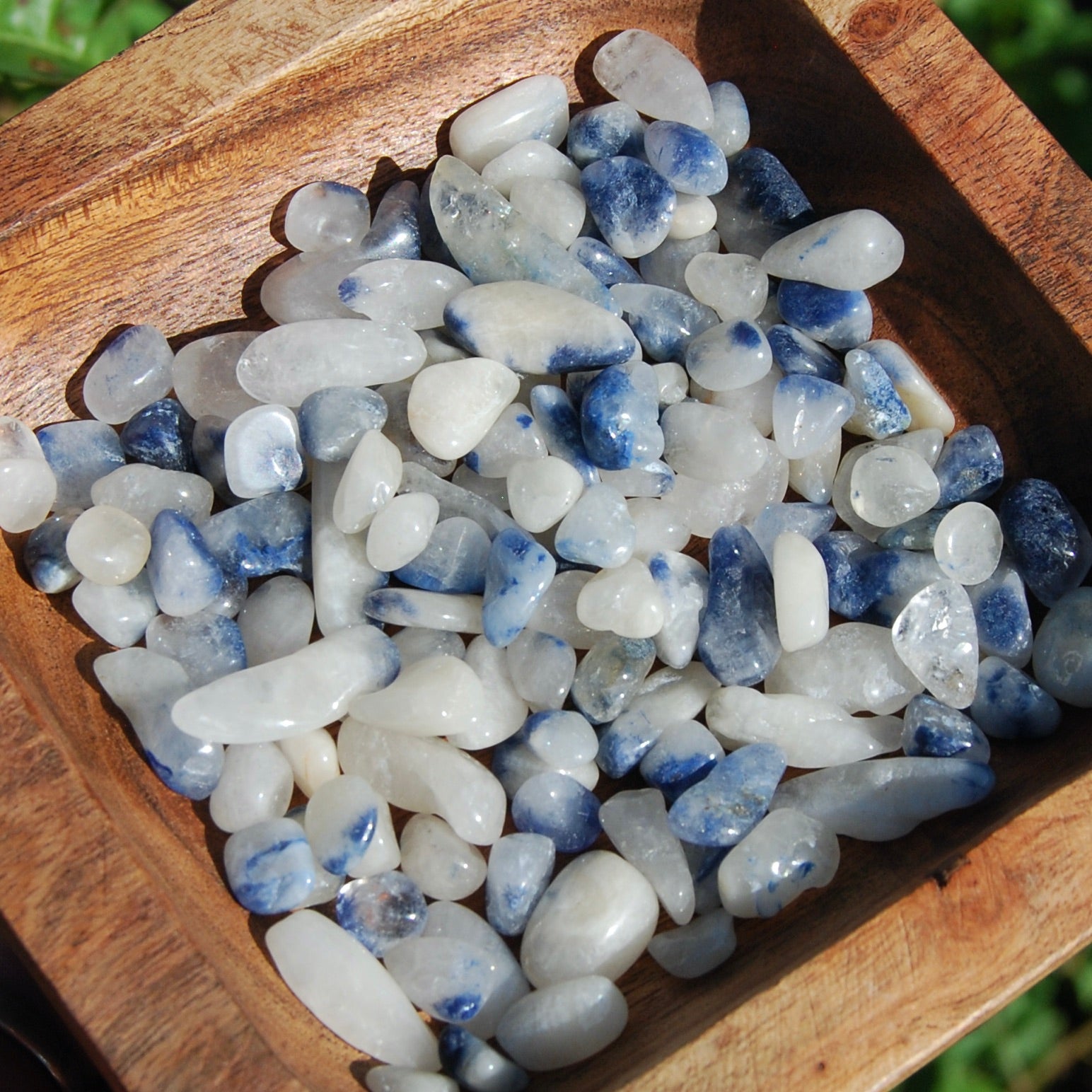 Blue Dumortierite in Quartz Crystal Tumbled Stones