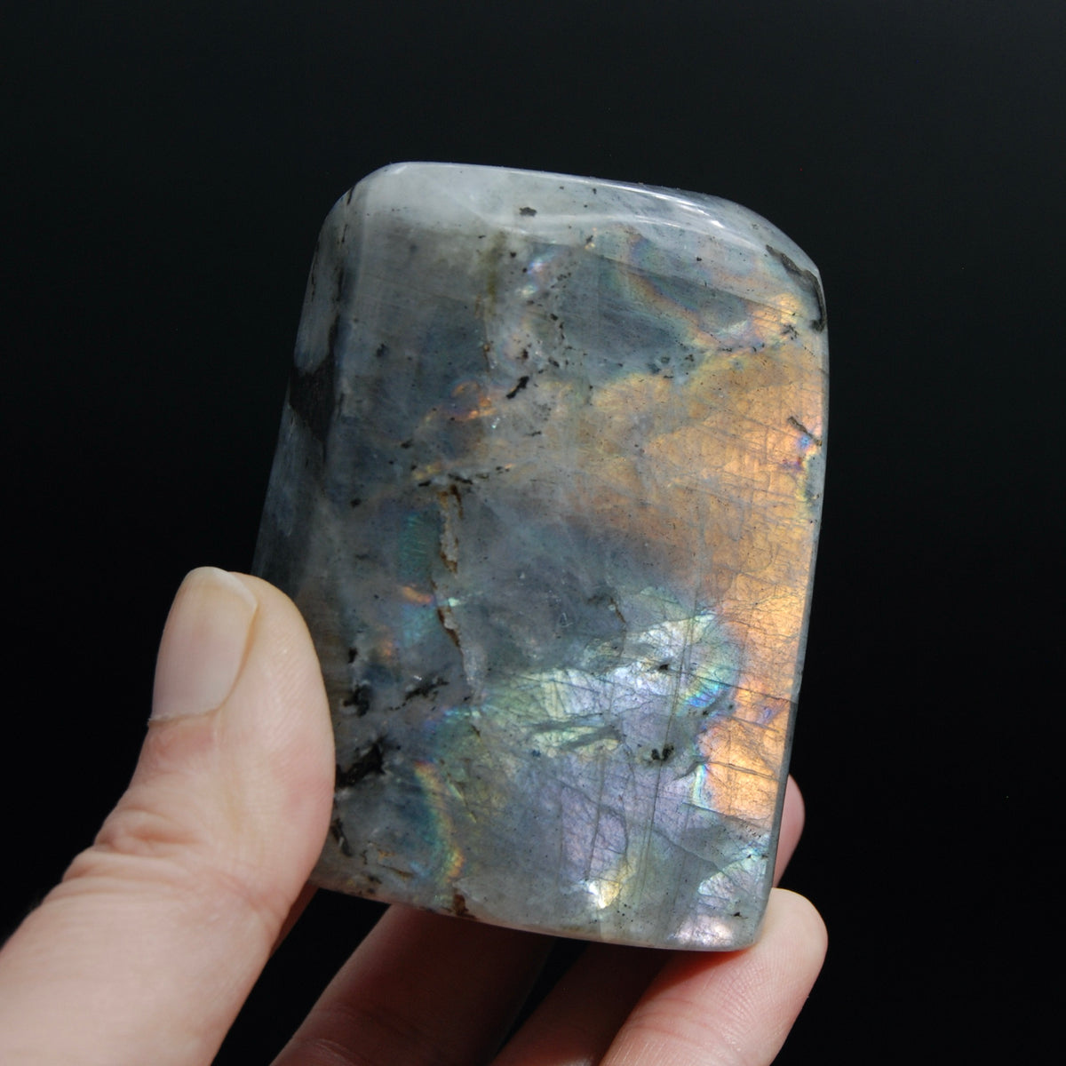 Purple Labradorite Crystal Freeform Tower, Super Flashy Spectrolite