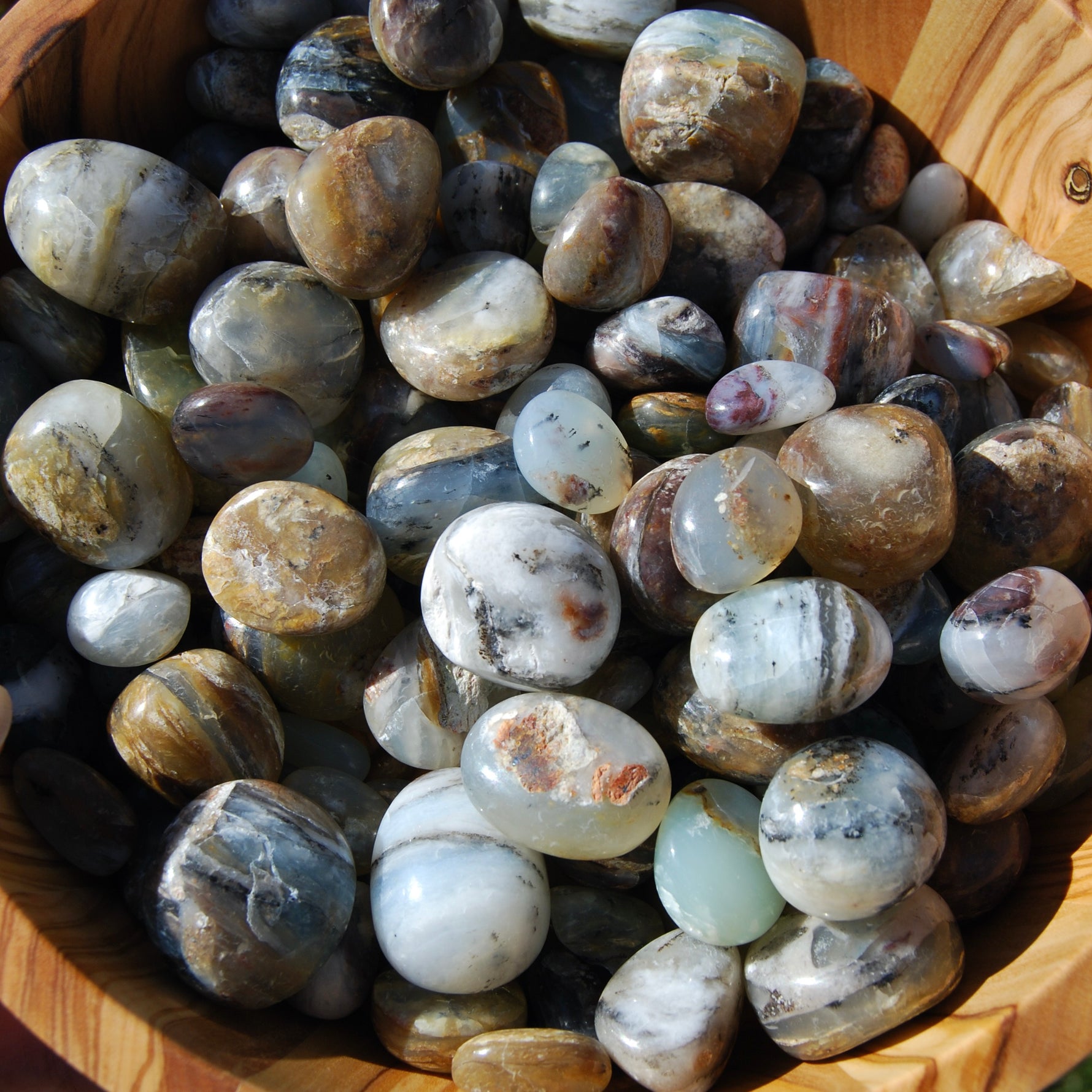 Blue Andean Opal Crystal Tumbled Stones, Peru
