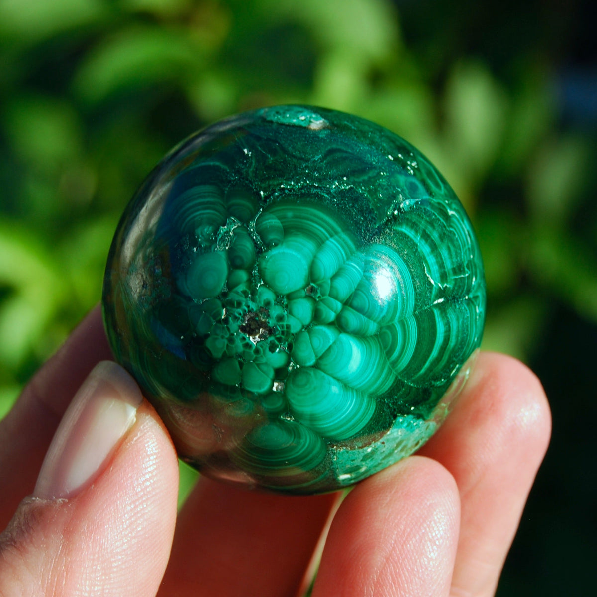Natural Malachite Crystal Sphere, Congo