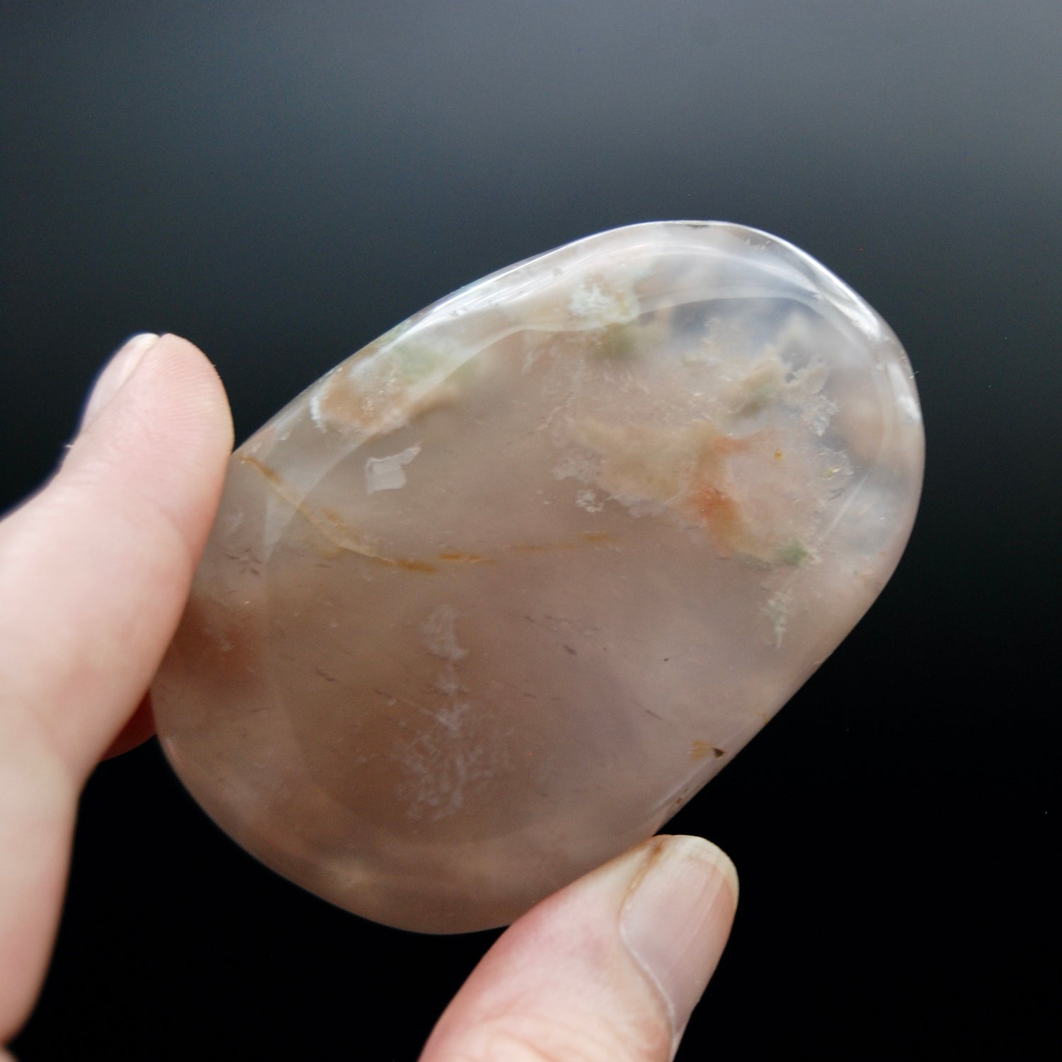 Gemmy Sakura Flower Agate Palm Stone, Pink Lavender Sakura Agate, Madagascar