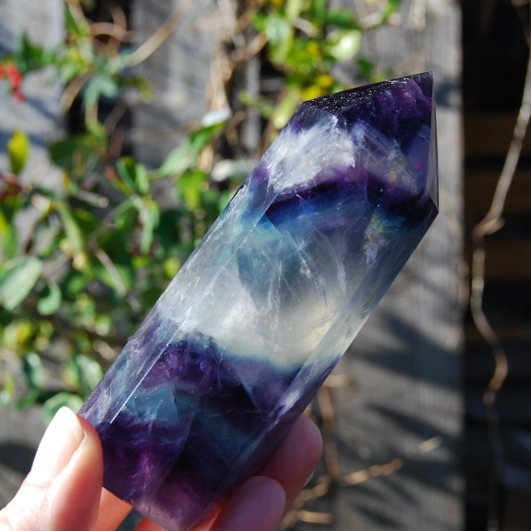 Chunky Fluorite Crystal Tower, Large Blue Purple Fluorite Tower