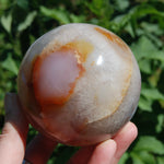 Peach Pink Sakura Flower Agate Crystal Spher