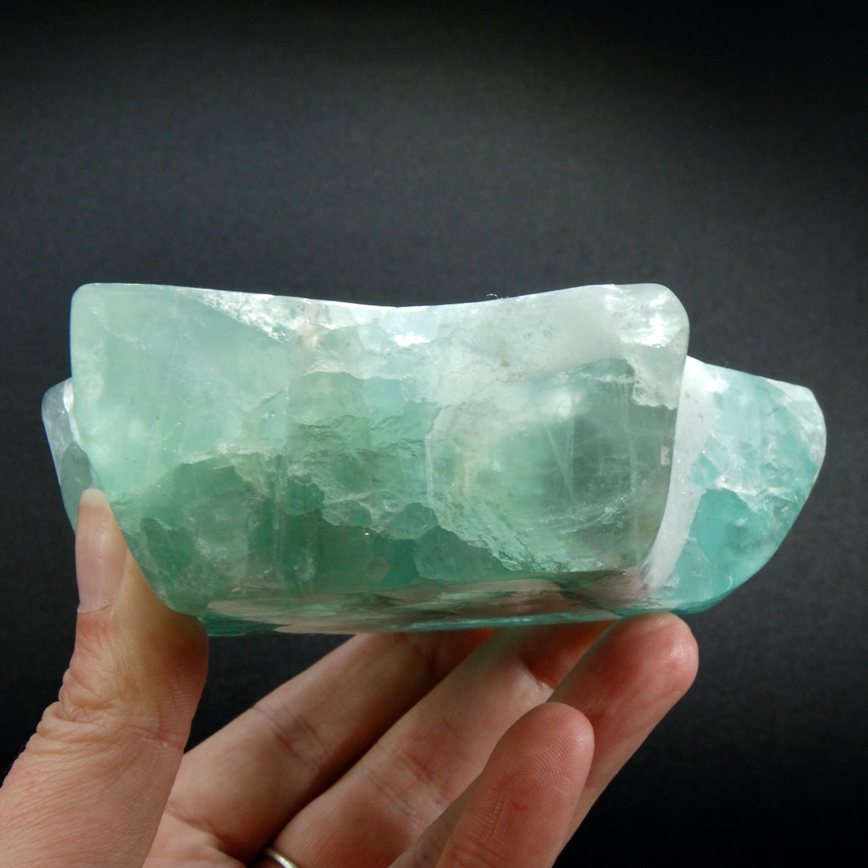 Large Green Fluorite Crystal Star Shaped Bowl