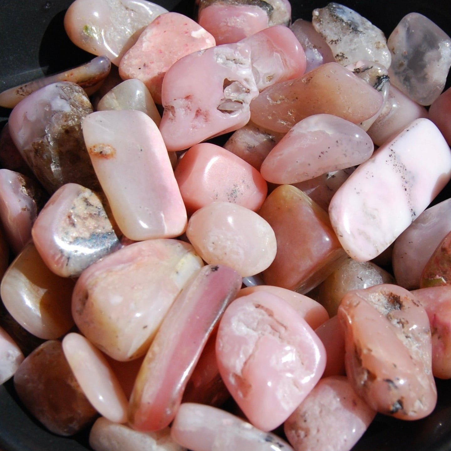 Peruvian Pink Opal Tumbled Stones, XS Pink Andean Opal Crystals, Peru