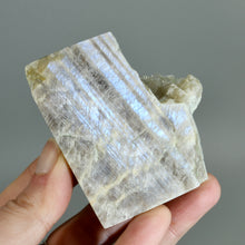 Load image into Gallery viewer, Flashy Rainbow Moonstone Sunstone Crystal Slab, Thick Rainbow Moonstone Slice, India
