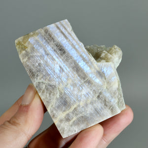 Flashy Rainbow Moonstone Sunstone Crystal Slab, Thick Rainbow Moonstone Slice, India