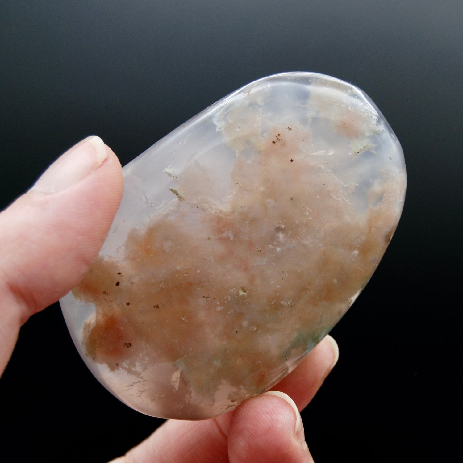 Gemmy Sakura Flower Agate Palm Stone, Pink Lavender Sakura Agate, Madagascar
