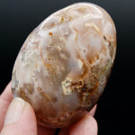 Sakura Flower Agate Palm Stone, Pink Lavender Green Sakura Agate, Madagascar