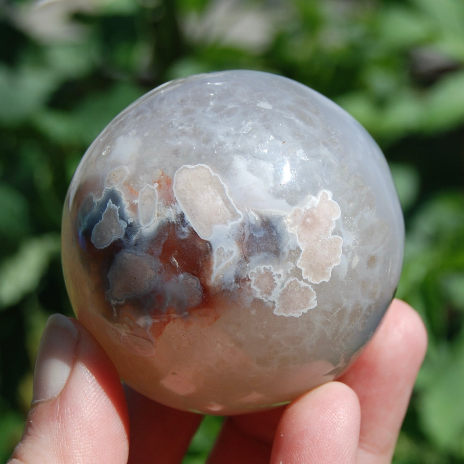 Lavender Pink Sakura Flower Agate Crystal Sphere