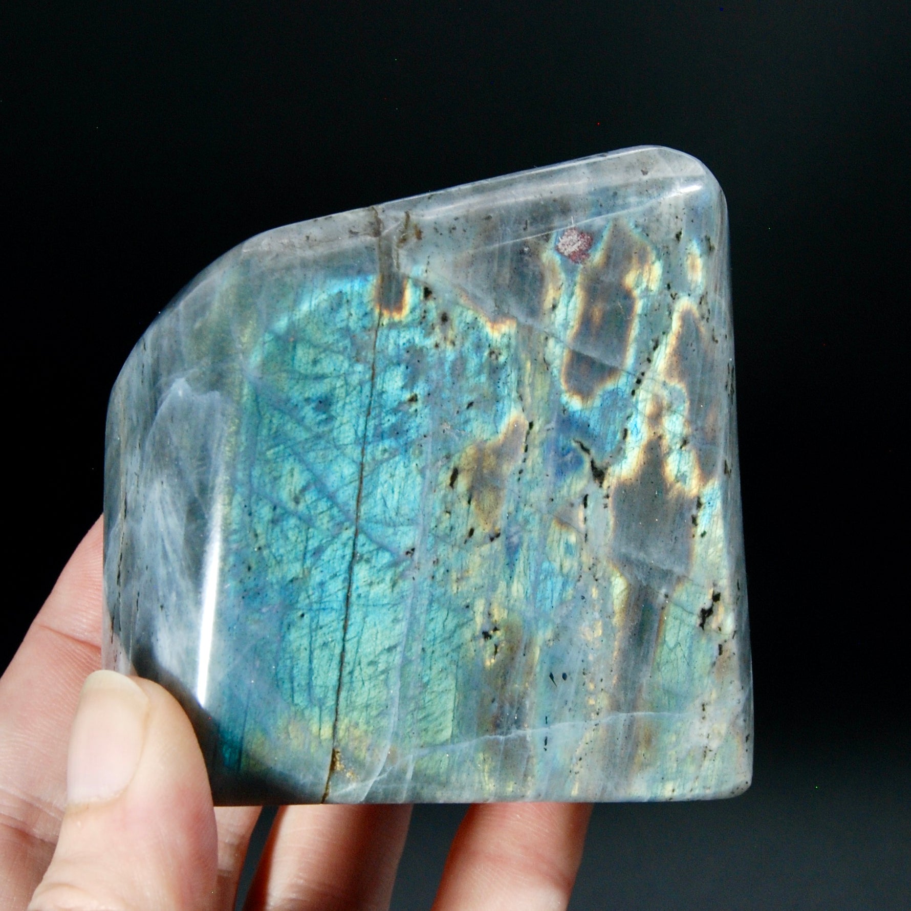 Purple Labradorite Crystal Freeform Tower, Super Flashy Spectrolite