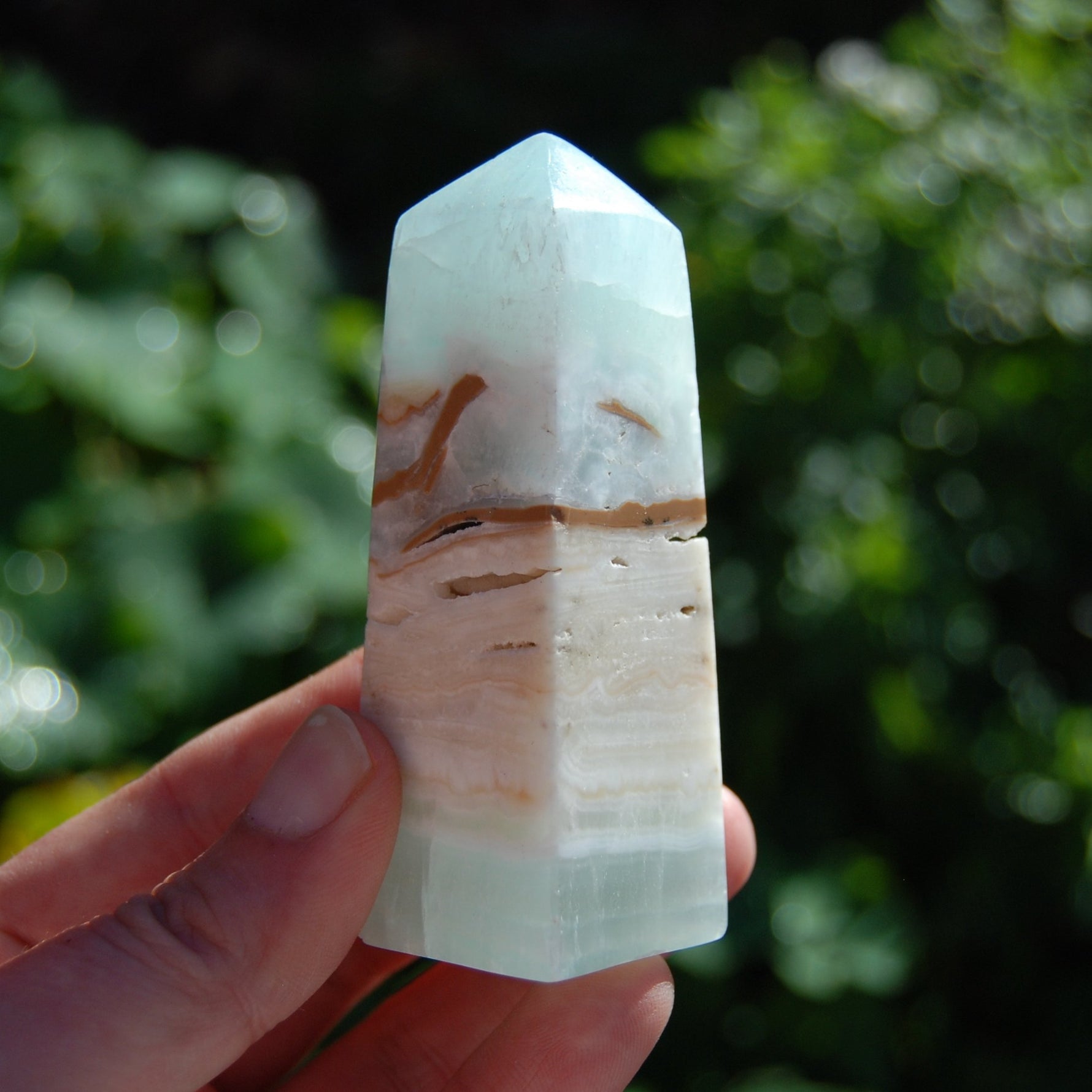 Caribbean Blue Calcite Crystal Tower with Aragonite