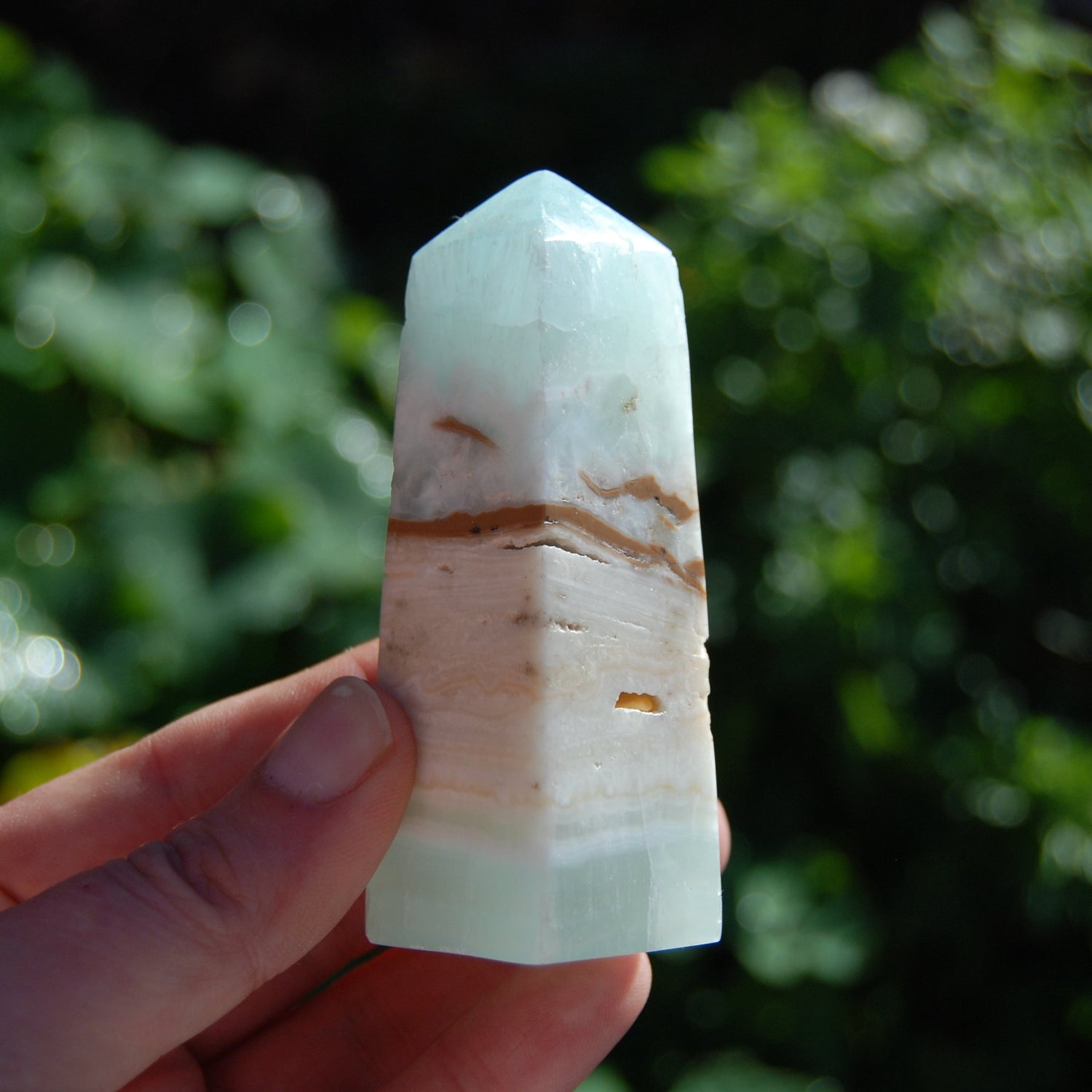 Caribbean Blue Calcite Crystal Tower with Aragonite